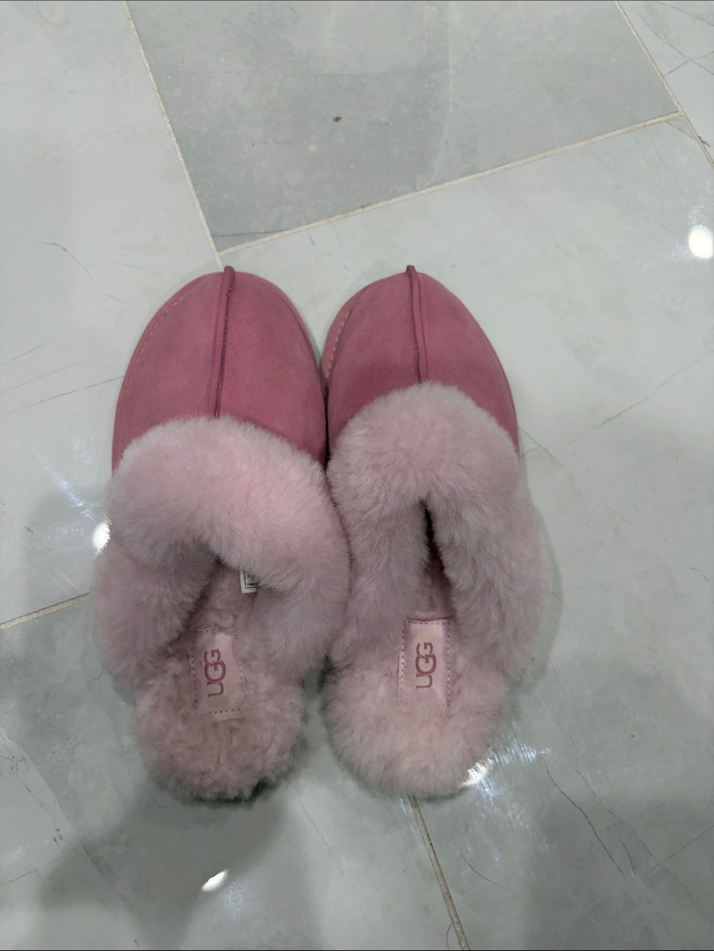 UGG Women's Dusty Pink Plush Shearling Slippers